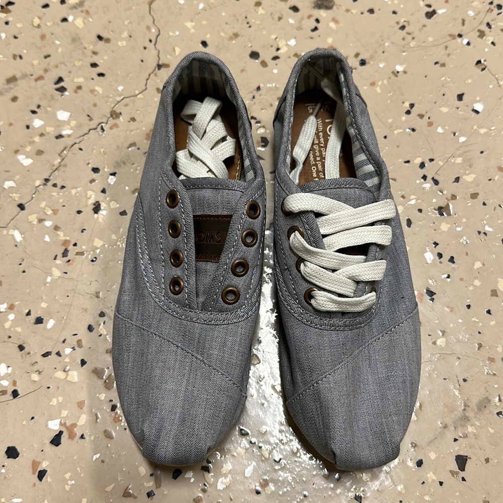 TOMS Chambray Grey slip ons
